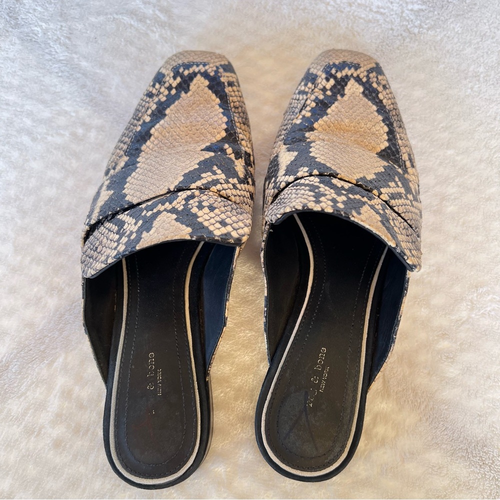 Rag & Bone Aslen Python Snake Print Loafer Mule |… - image 6